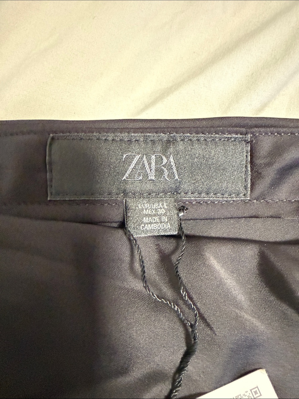 Zara Black Satin A-Line Slip Skirt with Lace Trim - Picture 3 of 4